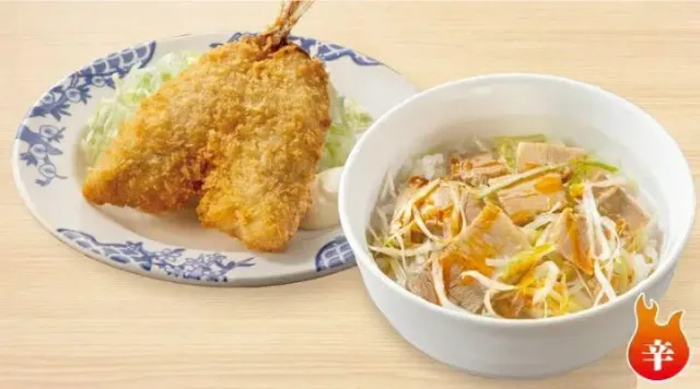 アジフライ葱チャーシュー丼セット（バーミヤン）