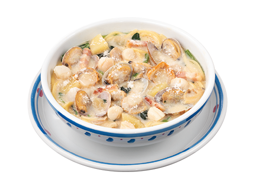 帆立とあさりのチャウダースープパスタ（ジョリーパスタ）