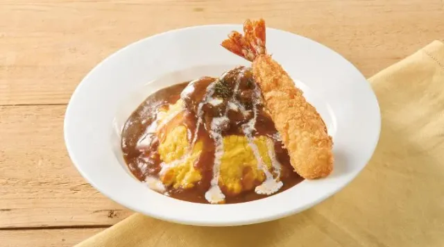 ビーフシチューオムライス+海老フライ（ジョナサン）