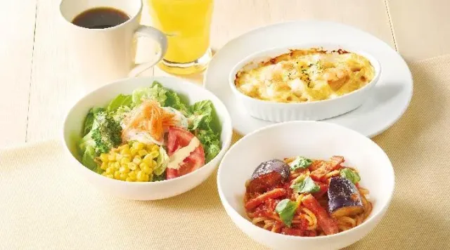 人気のBEST3（ちいさななすベーコンパスタ＆ちいさな海老のペンネグラタン＆ジョナサンサラダ）（ジョナサン）