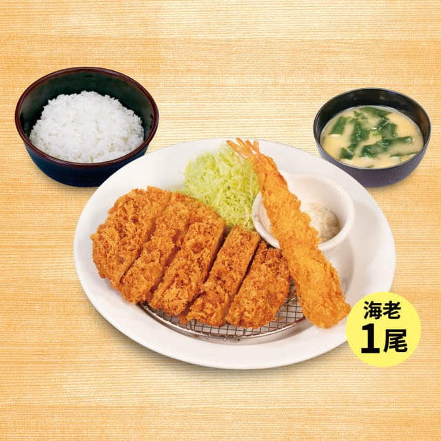 ジャンボチキンかつ＆海老フライ1尾定食（松のや）