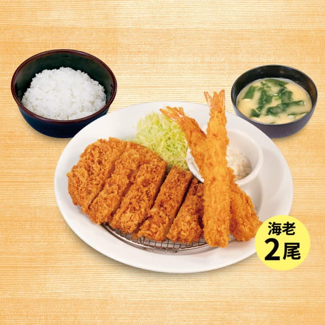 ジャンボチキンかつ&海老フライ2尾定食(松のや)