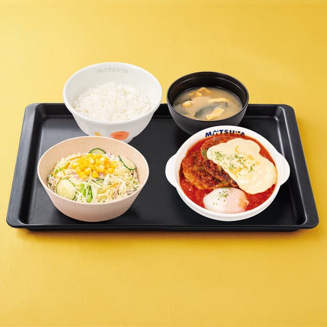 チーズうまトマハンバーグ定食 トリプル(松屋)