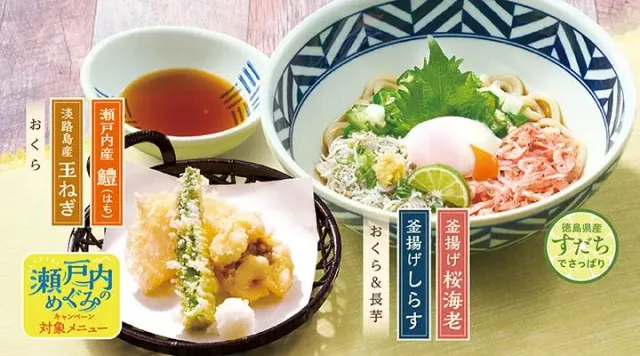 釜揚げしらすと桜海老のすだちうどん（夏天セット）（夢庵）