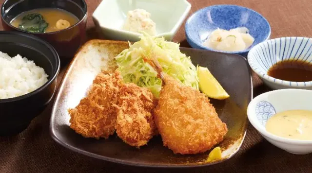 ひれかつ＆長崎県産あじフライ定食（夢庵）